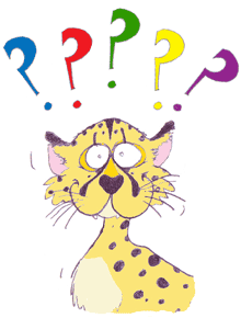 cheetah illustration with question marks