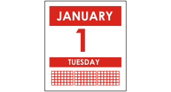Illustration of calendar day 1 January