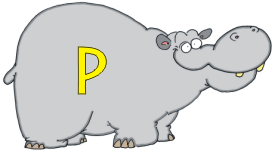 hippo with letter p