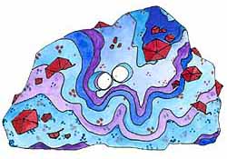 illustration colourful rock with eyes