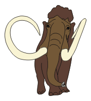 Illustration of mammoth on white background