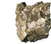 Pyrite specimen on white background